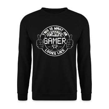 This is what a great gamer looks like – Gaming Pride - Unisex Sweatshirt - black - Front - Alina (178cm) & Michal (187cm)