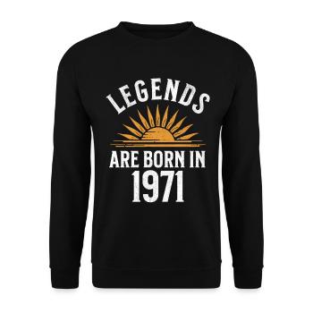 Des légendes sont nées en 1971 – idée cadeau - Sweat-shirt Unisexe - noir - Devant - Alina (178cm) & Michal (187cm)