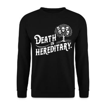 Death is Hereditary Dark Humor Skull Design - Unisex Sweatshirt - black - Front - Alina (178cm) & Michal (187cm)