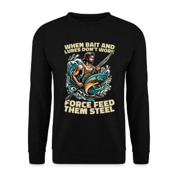 Spearfishing When Bait And Lures Loves Freedive - Unisex Sweatshirt - black - Front - Alina (178cm) & Michal (187cm)