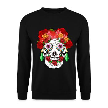 Sugar Skull Dia De Los Muertos Halloween - Unisex Sweatshirt - black - Front - Alina (178cm) & Michal (187cm)