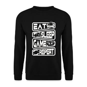 Gaming Gamer Manger Dormir Gamble Répéter - Sweat-shirt Unisexe - noir - Devant - Alina (178cm) & Michal (187cm)