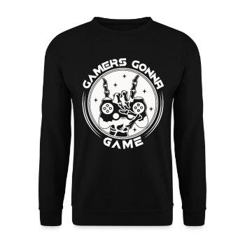 Gamer werden immer zocken Gaming Zubehör - Unisex Pullover - Schwarz - Vorne - Alina (178cm) & Michal (187cm)
