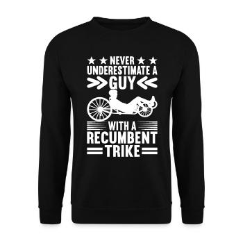 Recumbent Trike Liegetrike Liegedreirad - Unisex Sweatshirt - black - Front - Alina (178cm) & Michal (187cm)