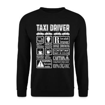 Taxi Driver Caution - Unisex Sweatshirt - black - Front - Alina (178cm) & Michal (187cm)