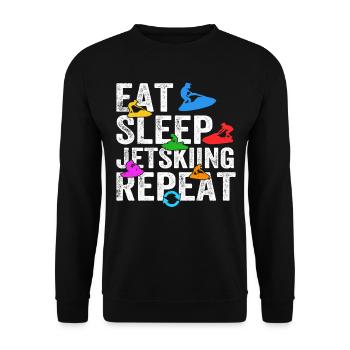 Eat Sleep Jet skiing Repeat - Funny Jetski Racing - Unisex Pullover - Schwarz - Vorne - Alina (178cm) & Michal (187cm)