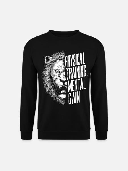 Körperliches Training Mentaler Gewinn Motivierender Löwe - Unisex Pullover - Schwarz