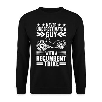 Recumbent Trike Liegetrike Liegedreirad - Unisex Sweatshirt - black - Front - Alina (178cm) & Michal (187cm)