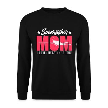 Spearfisher Mom The Idol The Myth Loves Fishing - Unisex Pullover - Schwarz - Vorne - Alina (178cm) & Michal (187cm)