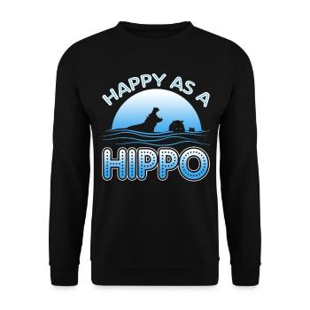Happy As A Hippo - Unisex Sweatshirt - black - Front - Alina (178cm) & Michal (187cm)