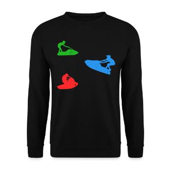 Silhouette de jet ski Silhouette de jet ski Jet ski - Sweat-shirt Unisexe - noir - Devant - Alina (178cm) & Michal (187cm)