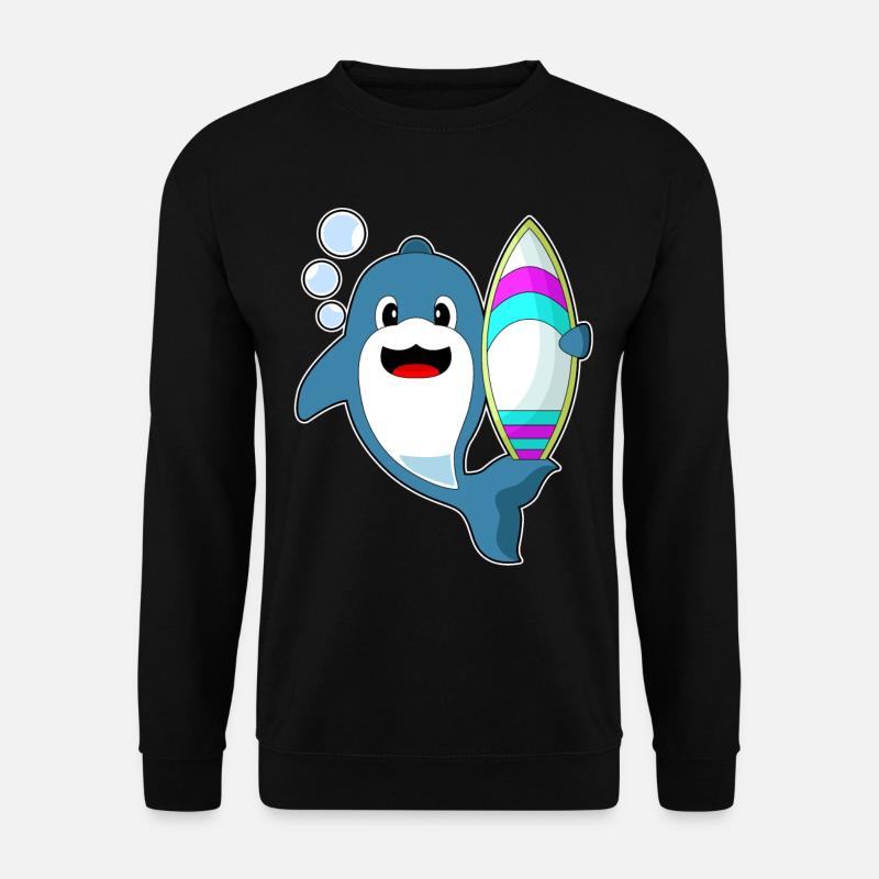 Dolphin Surfer Surfboard - Unisex Sweatshirt - black
