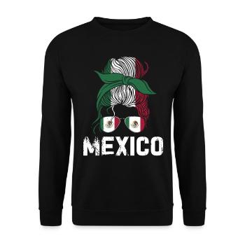 Mexico Mexico Mexican Gift Flag Football - Unisex Sweatshirt - black - Front - Alina (178cm) & Michal (187cm)