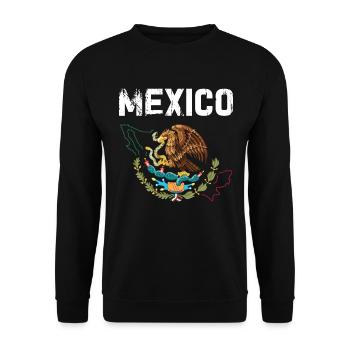 Mexiko Mexico Mexikaner Geschenk Flagge Fußball - Unisex Pullover - Schwarz - Vorne - Alina (178cm) & Michal (187cm)