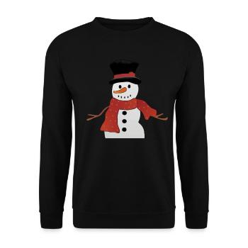 Bonhomme de neige avec écharpe rouge - Sweat-shirt Unisexe - noir - Devant - Alina (178cm) & Michal (187cm)