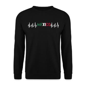 Mexiko Mexico Mexikaner Geschenk Flagge Fußball - Unisex Pullover - Schwarz - Vorne - Alina (178cm) & Michal (187cm)