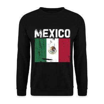 Mexiko Mexico Mexikaner Geschenk Flagge Fußball - Unisex Pullover - Schwarz - Vorne - Alina (178cm) & Michal (187cm)