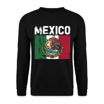 Mexiko Mexico Mexikaner Geschenk Flagge Fußball - Unisex Pullover - Schwarz - Vorne - Alina (178cm) & Michal (187cm)