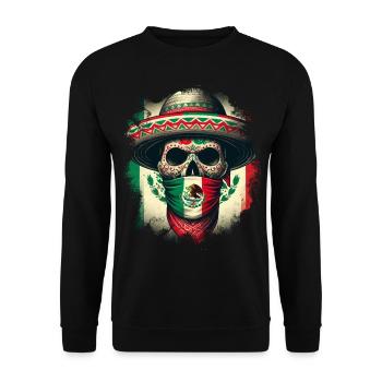 Mexiko Mexico Mexikaner Geschenk Flagge Fußball - Unisex Pullover - Schwarz - Vorne - Alina (178cm) & Michal (187cm)