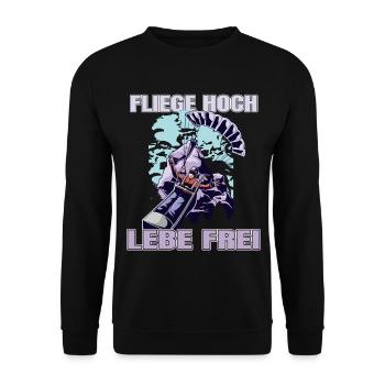 Fly High, Live Free - Paragliding Saying - Unisex Sweatshirt - black - Front - Alina (178cm) & Michal (187cm)