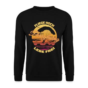 Fly high, live free - Paragliding saying - Unisex Sweatshirt - black - Front - Alina (178cm) & Michal (187cm)