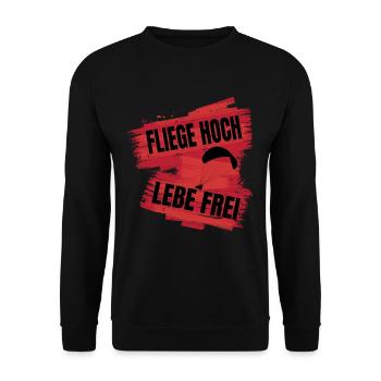 Fly High, Live Free - Paragliding Saying - Unisex Sweatshirt - black - Front - Alina (178cm) & Michal (187cm)