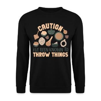 Pottery Ceramics Artist Caution - Unisex Pullover - Schwarz - Vorne - Alina (178cm) & Michal (187cm)