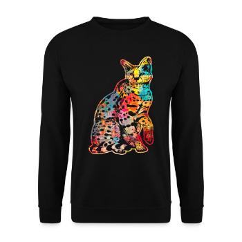 Funny Savannah Cat Colorful - Unisex Sweatshirt - black - Front - Alina (178cm) & Michal (187cm)