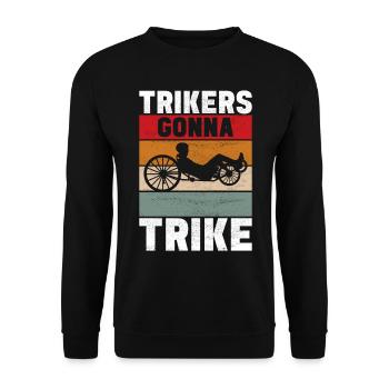 Tricycle couché Liegetrike Liegedreirad - Sweat-shirt Unisexe - noir - Devant - Alina (178cm) & Michal (187cm)