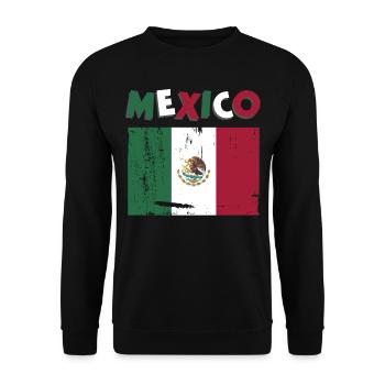 Mexiko Mexico Mexikaner Geschenk Flagge Fußball - Unisex Pullover - Schwarz - Vorne - Alina (178cm) & Michal (187cm)