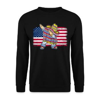 Mexiko Mexico Mexikaner Geschenk Flagge Fußball - Unisex Pullover - Schwarz - Vorne - Alina (178cm) & Michal (187cm)