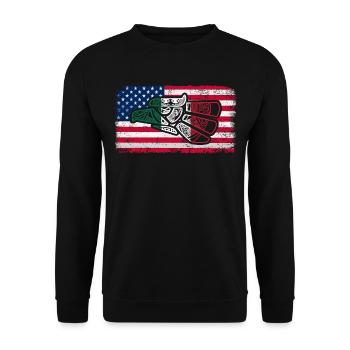 Mexico Mexico Mexican Gift Flag Football - Unisex Sweatshirt - black - Front - Alina (178cm) & Michal (187cm)