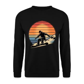 Snowboard Retro Vintage Snowboarden Snowboarder - Unisex Pullover - Schwarz - Vorne - Alina (178cm) & Michal (187cm)