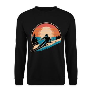 Ski Rétro Ski Vintage Ski Vacances Skieur - Sweat-shirt Unisexe - noir - Devant - Alina (178cm) & Michal (187cm)