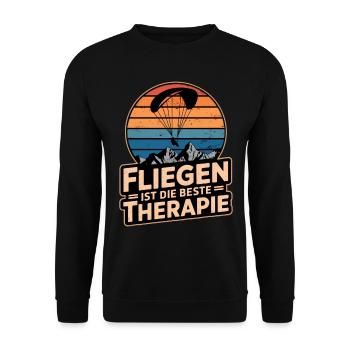 Fliegen Therapie Gleitschirmfliegen Paragleiten - Unisex Pullover - Schwarz - Vorne - Alina (178cm) & Michal (187cm)