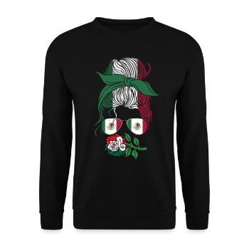 Mexico Mexico Mexican Gift Flag Football - Unisex Sweatshirt - black - Front - Alina (178cm) & Michal (187cm)
