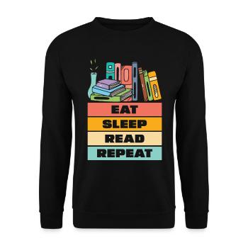 Eat Sleep Read Repeat Books for Book Lovers - Unisex Sweatshirt - black - Front - Alina (178cm) & Michal (187cm)