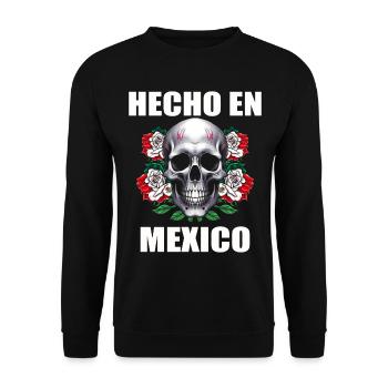 Mexiko Mexico Mexikaner Geschenk Flagge Fußball - Unisex Pullover - Schwarz - Vorne - Alina (178cm) & Michal (187cm)