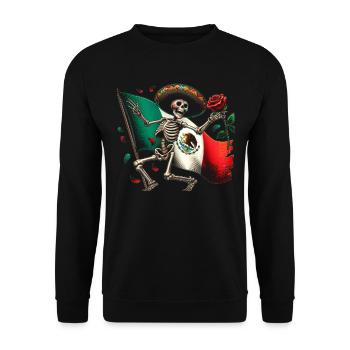 Mexiko Mexico Mexikaner Geschenk Flagge Fußball - Unisex Pullover - Schwarz - Vorne - Alina (178cm) & Michal (187cm)