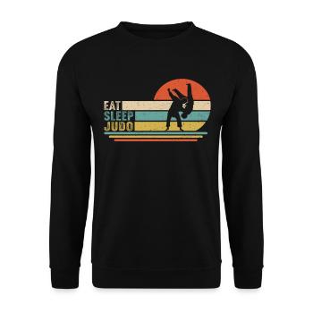 Eat Sleep judo - Unisex Pullover - Schwarz - Vorne - Alina (178cm) & Michal (187cm)