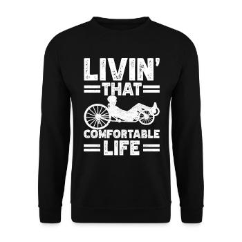 Tricycle couché Liegetrike Liegedreirad - Sweat-shirt Unisexe - noir - Devant - Alina (178cm) & Michal (187cm)