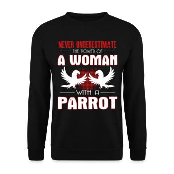 The Power Of A Woman With A Parrot - Unisex Sweatshirt - black - Front - Alina (178cm) & Michal (187cm)