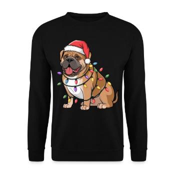 Bullmastiff Christmas Lights Xmas Dogs Gifts - Unisex Pullover - Schwarz - Vorne - Alina (178cm) & Michal (187cm)