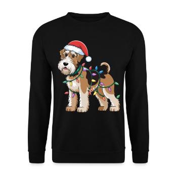 Airedale Terrier Lumières de Noël Noël Chiens Cadeaux - Sweat-shirt Unisexe - noir - Devant - Alina (178cm) & Michal (187cm)