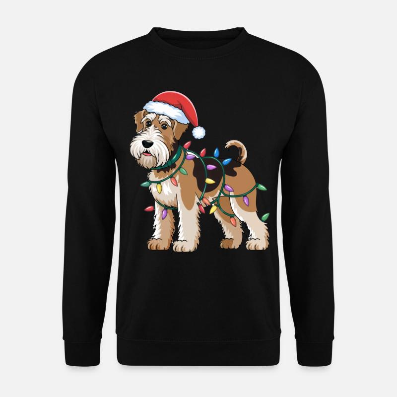 Airedale Terrier Christmas Lights Xmas Dogs Gifts - Unisex Pullover - Schwarz