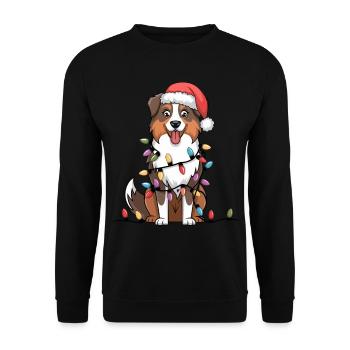 Berger Australien Noël Lumières Noël Chiens - Sweat-shirt Unisexe - noir - Devant - Alina (178cm) & Michal (187cm)