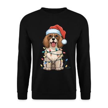 Bedlington Terrier Noël lumières Noël chiens cadeau - Sweat-shirt Unisexe - noir - Devant - Alina (178cm) & Michal (187cm)