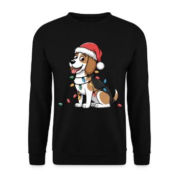 Beagle Christmas Lights Xmas Dogs Gifts for Women - Unisex Pullover - Schwarz - Vorne - Alina (178cm) & Michal (187cm)