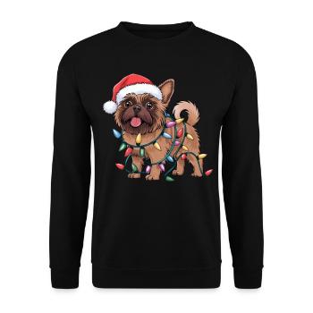 Bruxelles Griffon Noël Lumières Noël Chiens Cadeaux - Sweat-shirt Unisexe - noir - Devant - Alina (178cm) & Michal (187cm)