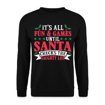 Christmas Santa Checks The Naughty List - Unisex Sweatshirt - black - Front - Alina (178cm) & Michal (187cm)